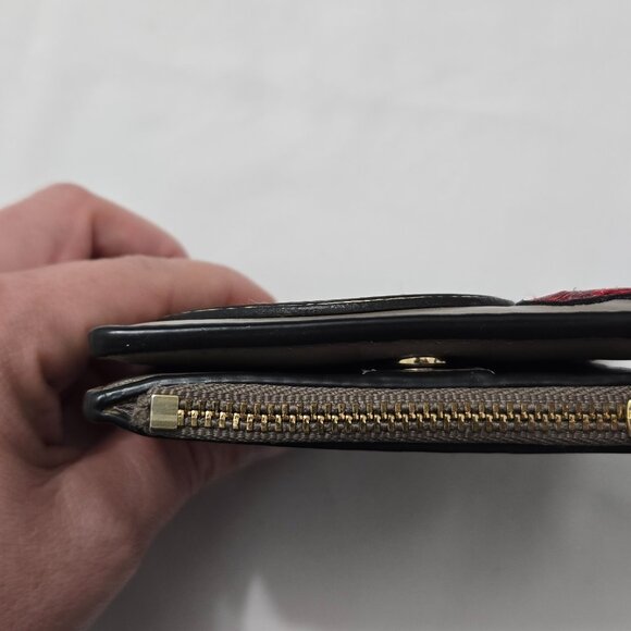 Tory Burch Gray Leather Wallet Peace Sign Heart Zip Coin - Picture 14 of 16